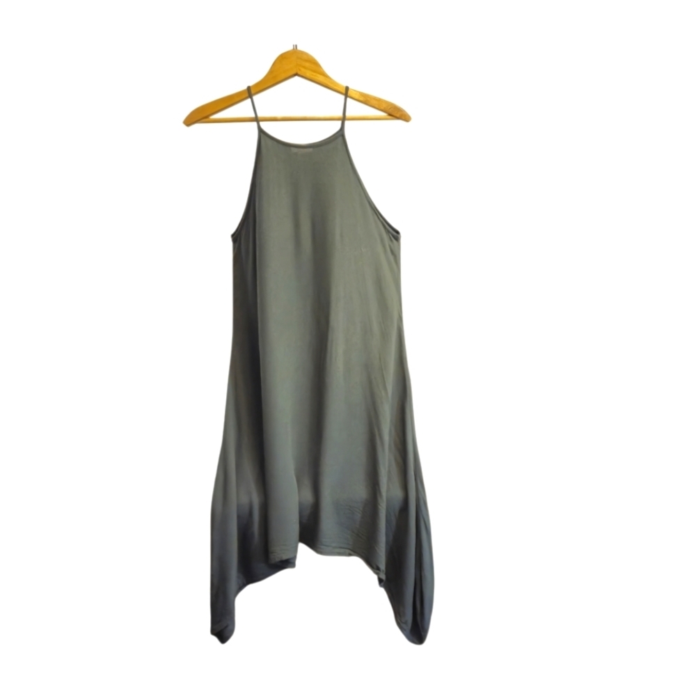 CHARMING CHARLIE Strappy Dress Asymetrical Boxy Hem Green Small